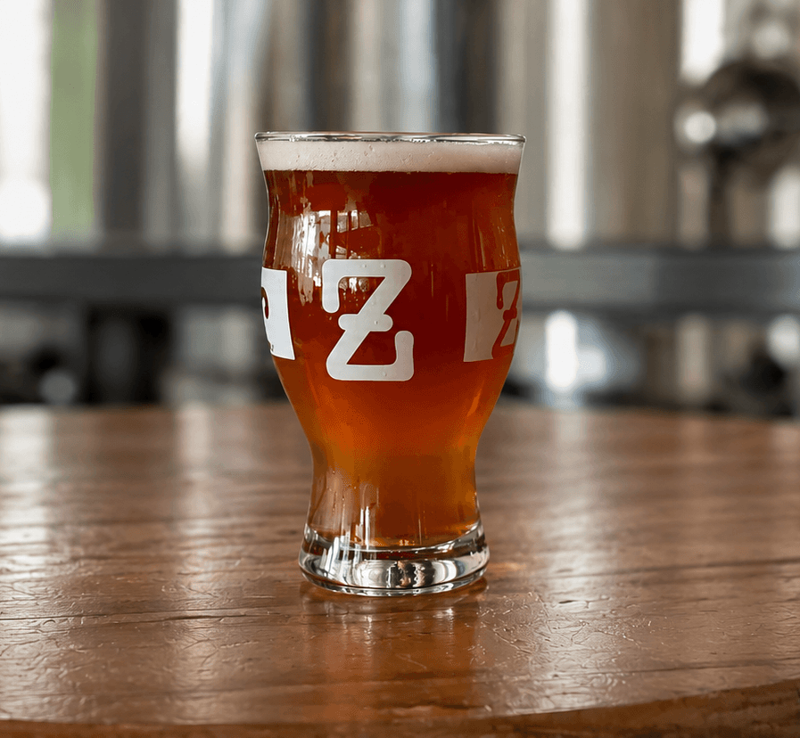 Zeds beer glass on bar